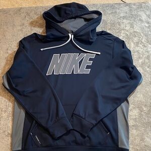Nike Men's Dark Blue and Gray Hoodie size Large {346}